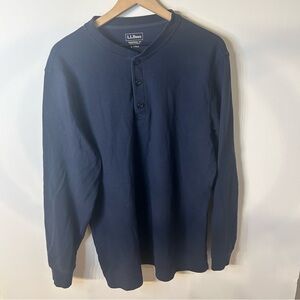L.L. Bean Men's Mini-Waffle Henley, Long-Sleeve Traditional Fit, Size Large Tall